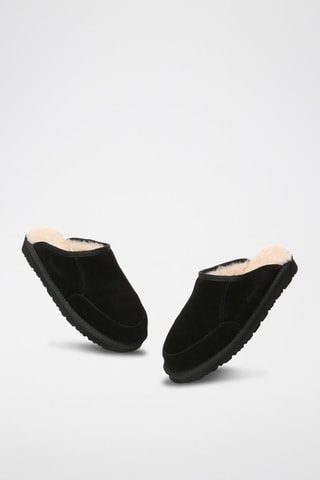 Pantoufles fourrées en nubuck Lark  - Noir