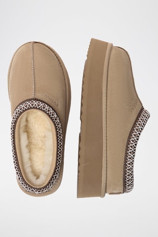 Sabots fourrés plateformes en nubuck Wonga  - Beige