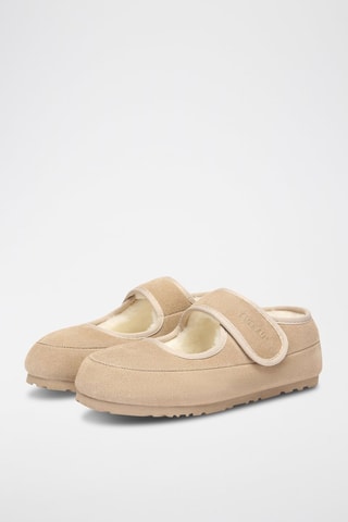 Babies fourrées en nubuck Teal  - Beige