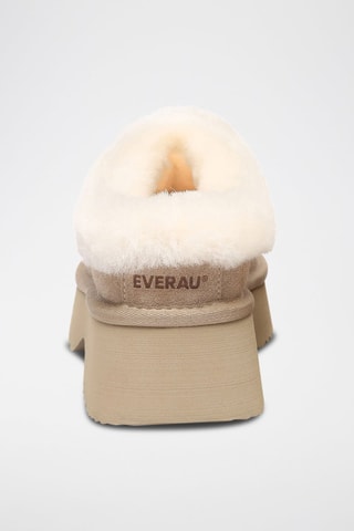 Sabots fourrés plateformes en cuir de mouton Savanna  - Beige