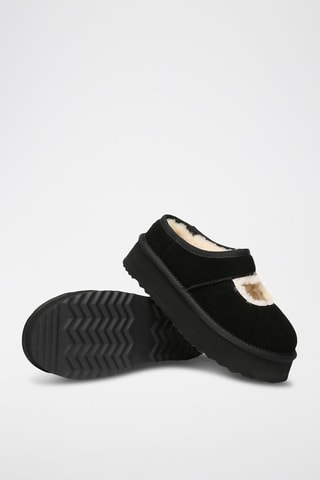 Babies fourrées plateformes en nubuck Plumed  - Noir