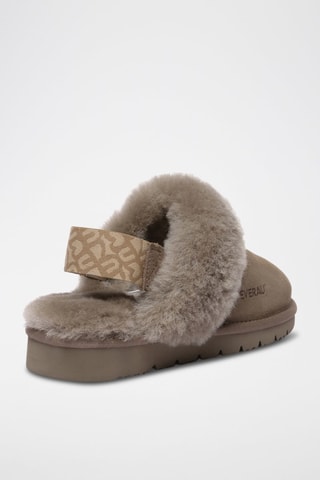 Pantoufles fourrées en nubuck Pelican  - Gris et marron