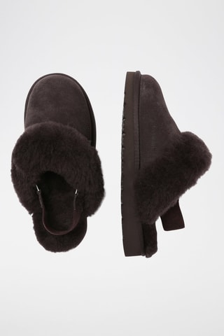 Pantoufles fourrées en nubuck Pelican  - Marron