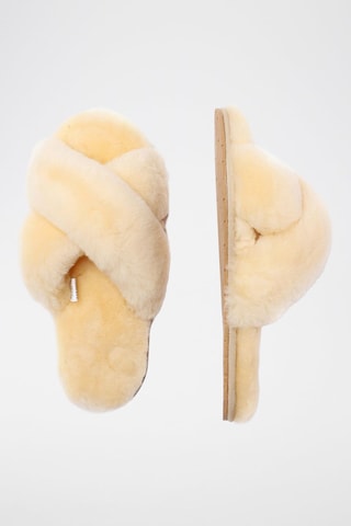 Pantoufles fourrées en fourrure de mouton Dove  - Beige