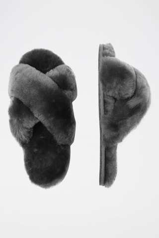 Pantoufles fourrées en fourrure de mouton Dove  - Gris
