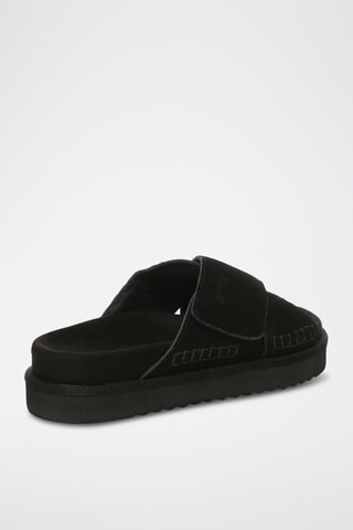 Mules en nubuck Rose  - Noir