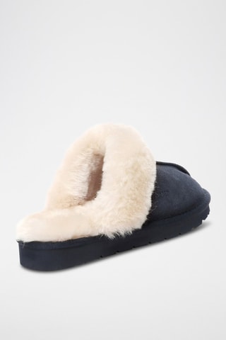 Pantoufles fourrées en nubuck Raven  - Bleu