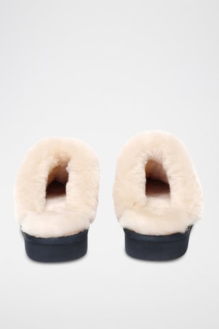 Pantoufles fourrées en nubuck Raven  - Bleu