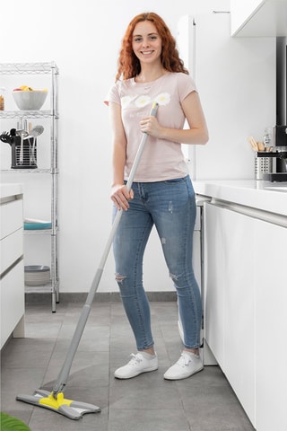 Serpillière microfibre à essorage automatique - Jaune et gris