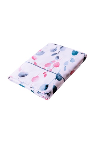 Sábana encimera de satén de algodón 120 hilos/cm² Sofia - Azul y rosa