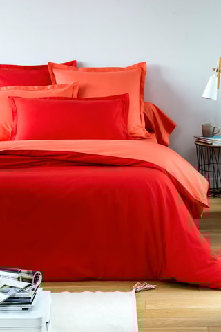 Funda nórdica de algodón 57 hilos/cm² Uni - Rojo y clementina