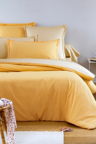 Funda nórdica de algodón 57 hilos/cm² Uni - Natural y plátano