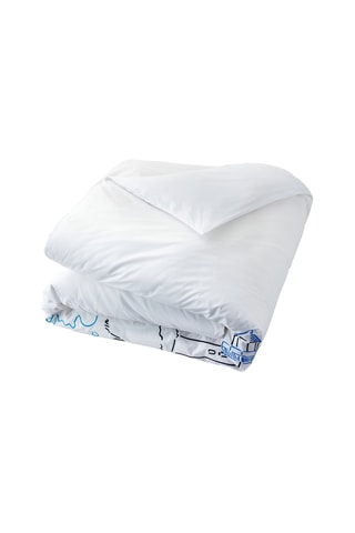 Funda nórdica de percal de algodón 80 hilos/cm² Phare - Blanco y celeste