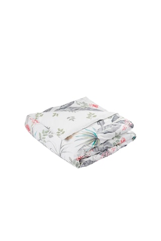 Funda nórdica de percal de algodón 80 hilos/cm² Madinina - Blanco y verde claro