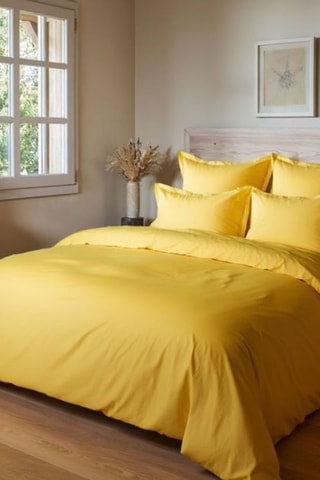 Funda nórdica de percal de algodón 120 hilos/cm² Uni - Amarillo