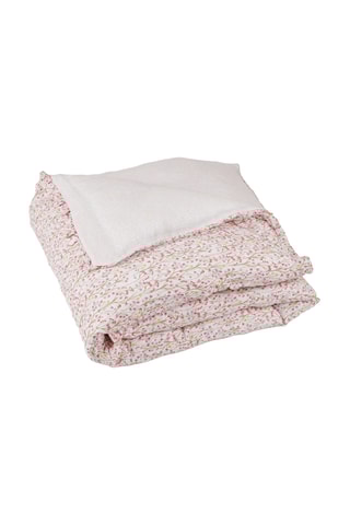 Funda nórdica de algodón Laure - Blanco y rosa empolvado