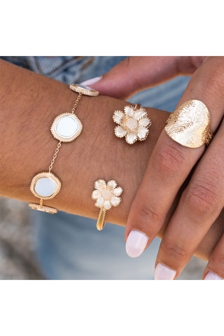 Bracelet - Plaqué or jaune et nacre