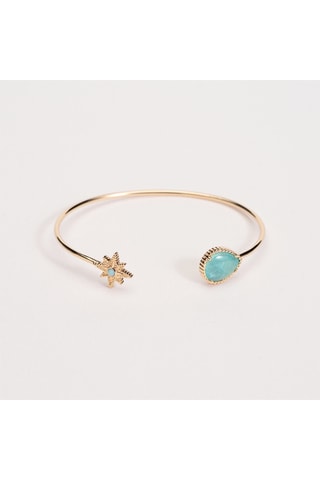 Jonc Stella - Plaqué or jaune et amazonites