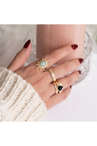 Bague Isaure - Plaqué or jaune et agate