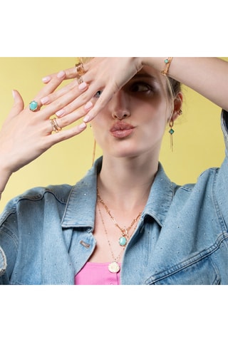 Collier - Plaqué or jaune et amazonite