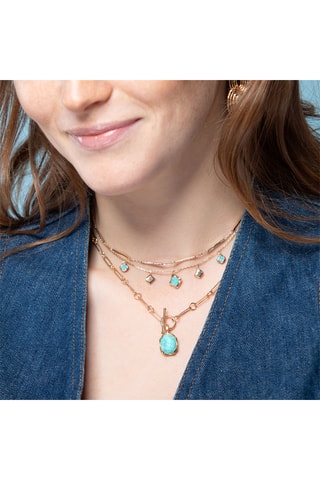 Collier - Plaqué or jaune et amazonite