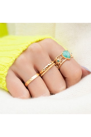 Bague Mia - Plaqué or jaune et amazonites