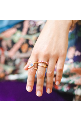 Bague Mimi - Plaqué or jaune et rhodonites
