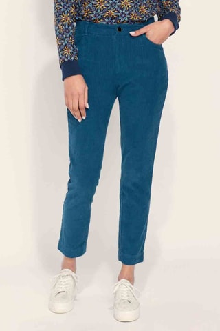 Pantalón de tiro alto de terciopelo Marita - Azul petróleo