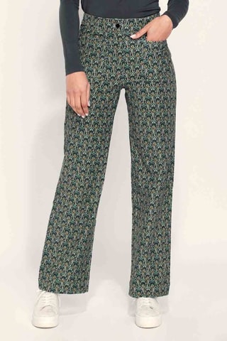 Pantalón de tiro alto de terciopelo Saya - Verde oscuro