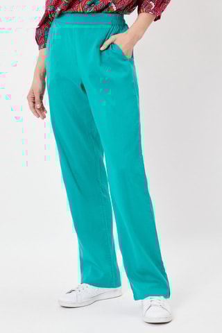 Pantalón de algodón orgánico de tiro alto Jona - Verde agua