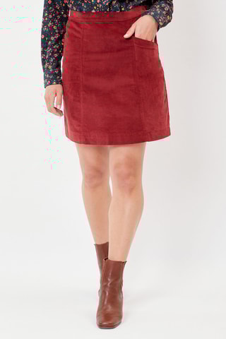 Falda recta de terciopelo Delhi - Burdeos