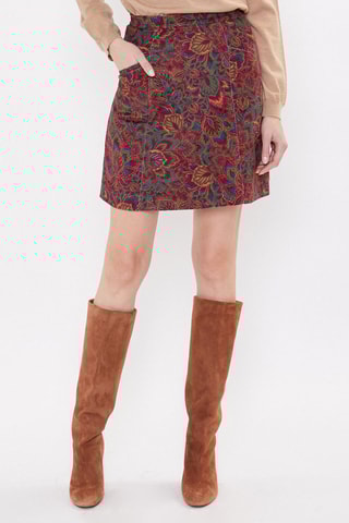 Falda recta de terciopelo Delhi - Rojo teja