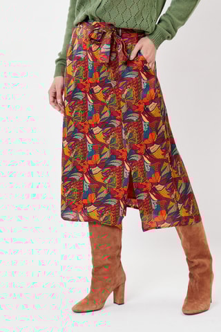 Falda midi de talle alto Alix - Rojo