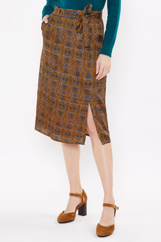 Falda midi de talle alto Alix - Mostaza