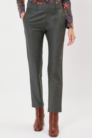 Pantalón de algodón orgánico de tiro alto Anita - Caqui