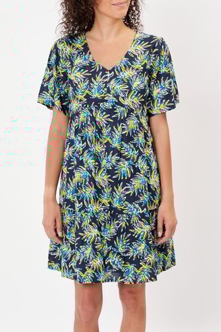 Vestido evasé de algodón orgánico Nusane - Azul noche