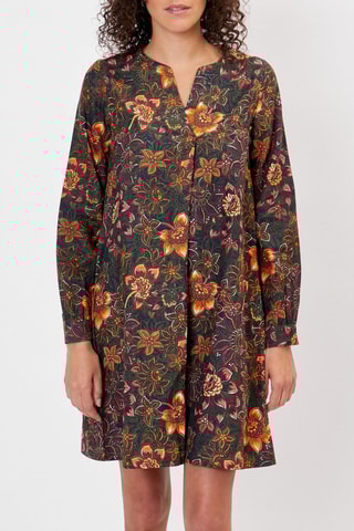 Vestido trapecio de algodón orgánico Hild - Negro y naranja