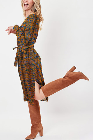 Vestido recto Leira - Naranja y azul rey