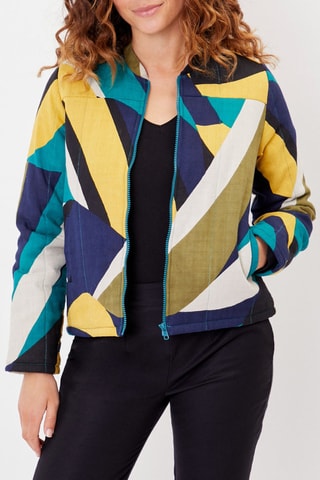 Chaqueta de algodón orgánico Olaf - Blanco y amarillo