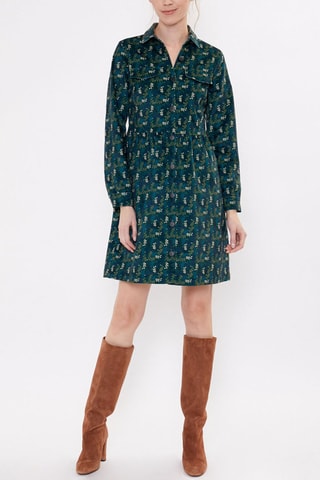 Vestido camisero de terciopelo Vera - Verde pino