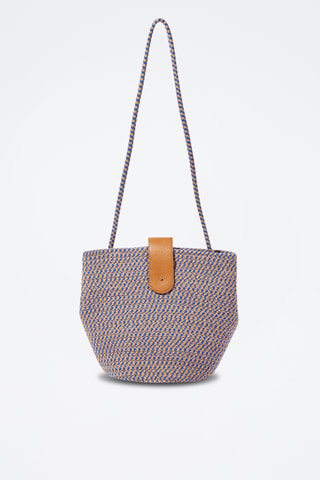 Bandolera Amila - Azul cobalto y beige