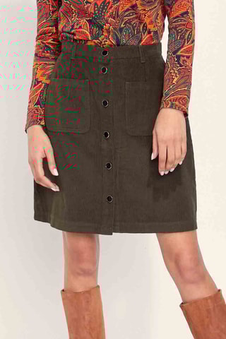 Falda recta de terciopelo de talle alto Noor - Verde oscuro