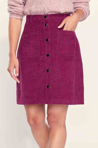 Falda recta de terciopelo de talle alto Noor - Burdeos