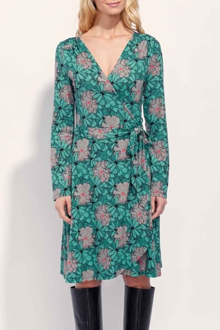 Vestido cruzado Balina - Verde y rosa