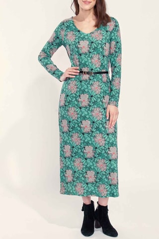 Vestido midi Beela - Verde y rosa