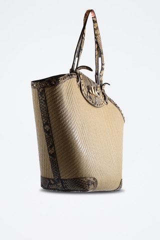 Shopper van raffia Bruin