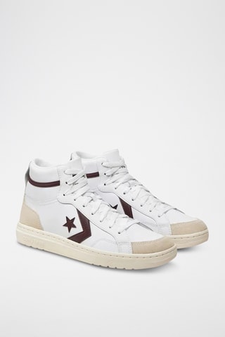 Sneakers de corte alto de piel - Blanco