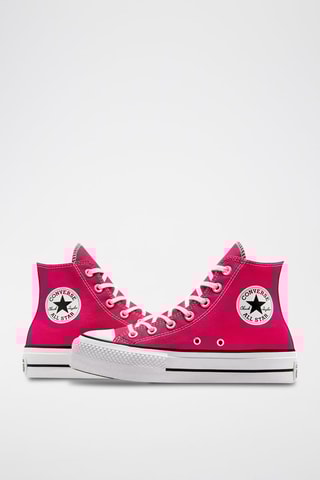 Sneakers de corte alto con plataforma - Fucsia