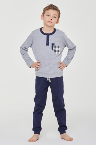 Pijama - Gris jaspeado y azul marino