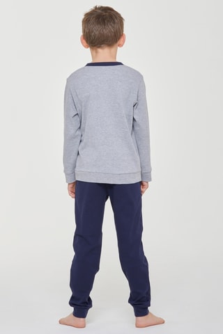 Pijama - Gris jaspeado y azul marino